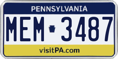 PA license plate MEM3487