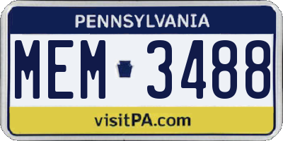 PA license plate MEM3488