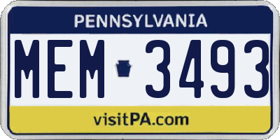 PA license plate MEM3493