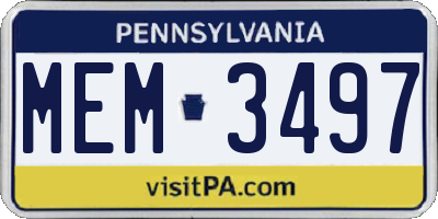 PA license plate MEM3497