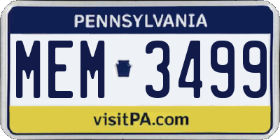 PA license plate MEM3499
