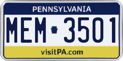 PA license plate MEM3501
