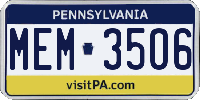 PA license plate MEM3506