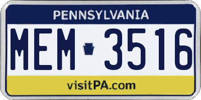 PA license plate MEM3516