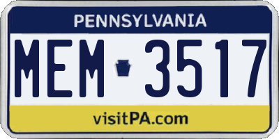 PA license plate MEM3517