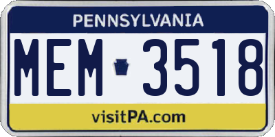 PA license plate MEM3518