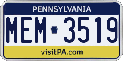 PA license plate MEM3519