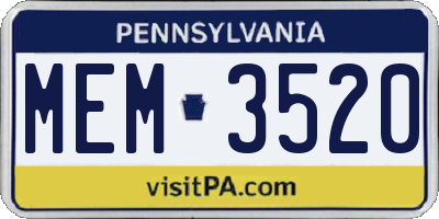 PA license plate MEM3520