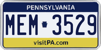 PA license plate MEM3529