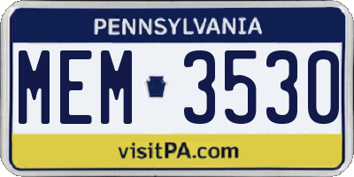 PA license plate MEM3530