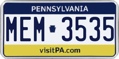 PA license plate MEM3535