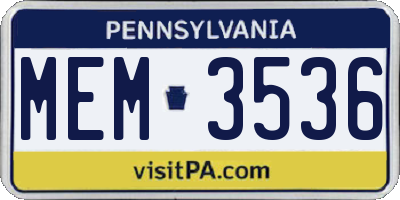 PA license plate MEM3536