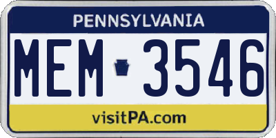 PA license plate MEM3546