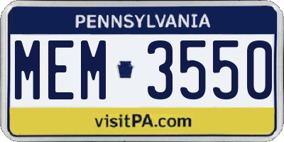 PA license plate MEM3550