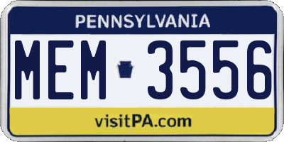 PA license plate MEM3556