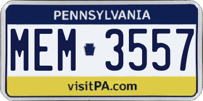 PA license plate MEM3557