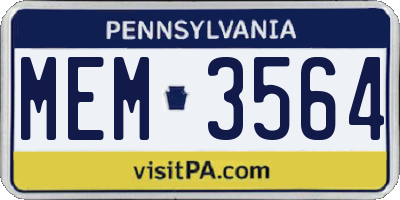 PA license plate MEM3564