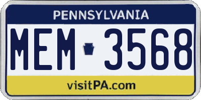 PA license plate MEM3568