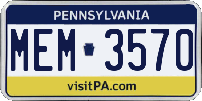 PA license plate MEM3570