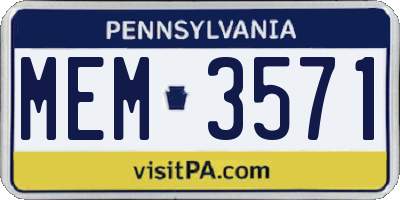 PA license plate MEM3571