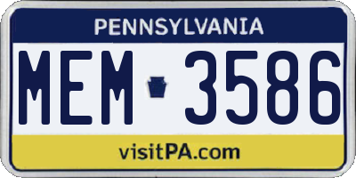 PA license plate MEM3586