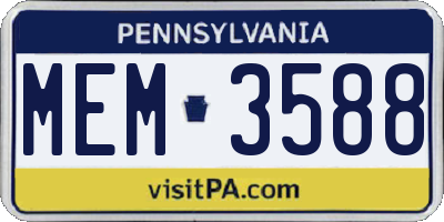 PA license plate MEM3588