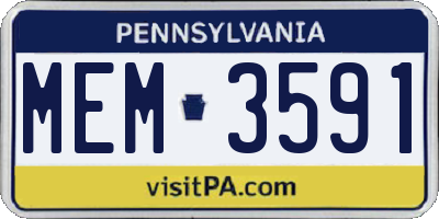PA license plate MEM3591