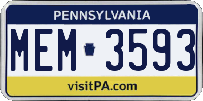 PA license plate MEM3593