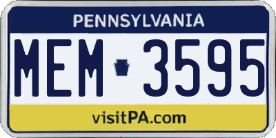 PA license plate MEM3595