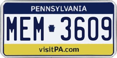 PA license plate MEM3609