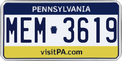 PA license plate MEM3619