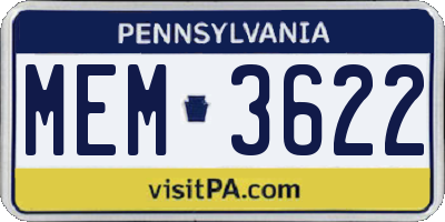 PA license plate MEM3622