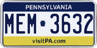 PA license plate MEM3632