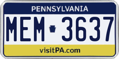 PA license plate MEM3637