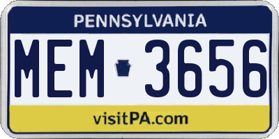 PA license plate MEM3656