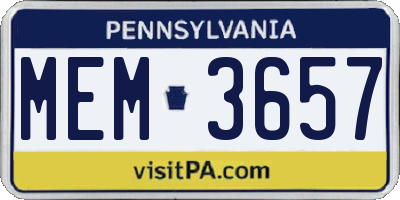 PA license plate MEM3657