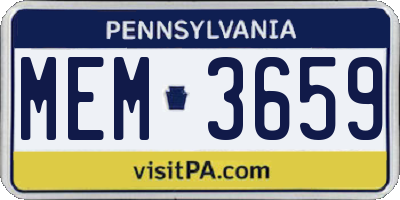 PA license plate MEM3659