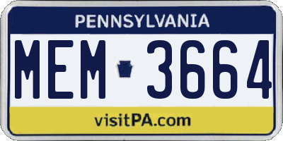 PA license plate MEM3664
