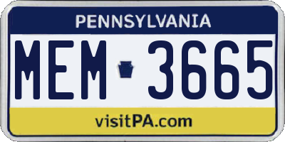 PA license plate MEM3665