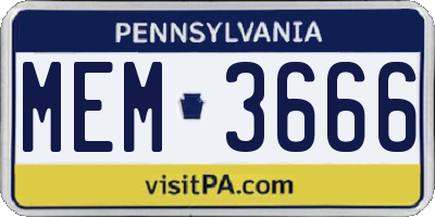 PA license plate MEM3666