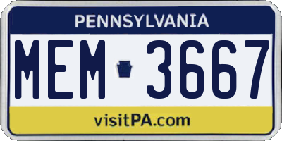 PA license plate MEM3667