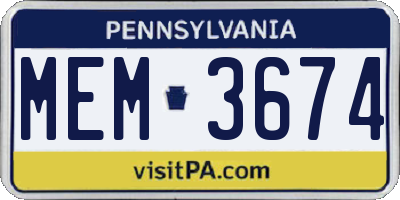 PA license plate MEM3674