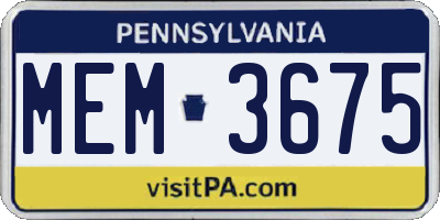 PA license plate MEM3675