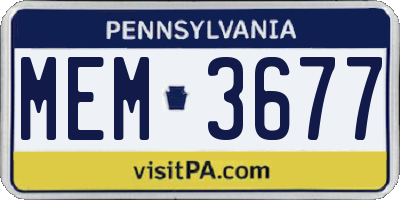 PA license plate MEM3677