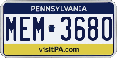 PA license plate MEM3680