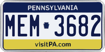 PA license plate MEM3682