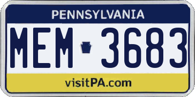 PA license plate MEM3683
