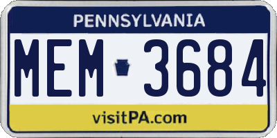 PA license plate MEM3684