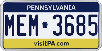 PA license plate MEM3685