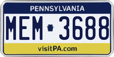 PA license plate MEM3688